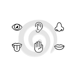 Icon set of six human senses