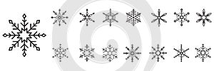 Icon set of snowflake. Trendy outline symbols for mobile apps and website design. Premium pack of icons in trendy line style