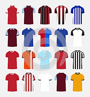 Icon set of soccer jersey or football kit in 2023 and 2024 template for English football club.