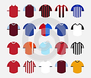 Icon set of soccer jersey or football kit in 2023 and 2024 template for English football club.