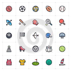 Icon set - Sport and activity full color outline stroke vector