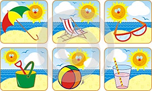 Icon Set Summer & Sun, vector