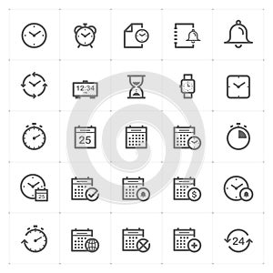 Icon set - time and schedule outline stroke