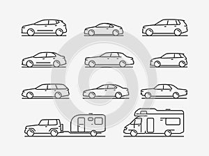 Icon set transportation. Car, transport symbol. Vector illustration