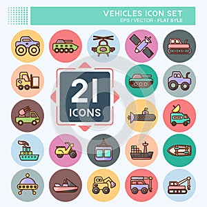 Icon Set Vehicles. suitable for Education symbol. flat style. simple design editable. design template vector. simple illustration