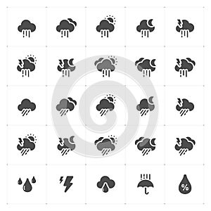 Icon set - weather and forecast filled icon