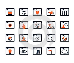 Icon set. Web development and SEO. Flat design