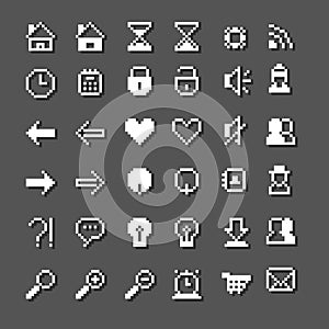 Icon set for web and mobile on grey background