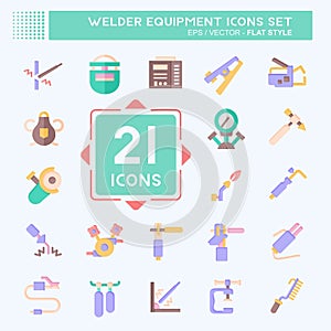 Icon Set Welder Equipment. related to Building Tool symbol. flat style. simple design editable. simple illustration