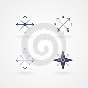 Icon set: wind rose. Minimalist pictograms. Vector illustration, flat design photo