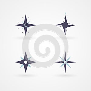 Icon set: wind rose. Minimalist pictograms. Vector illustration, flat design photo