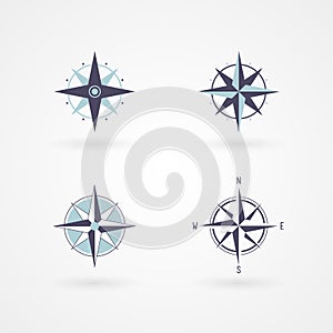 Icon set: wind rose. Minimalist pictograms. Vector illustration, flat design photo