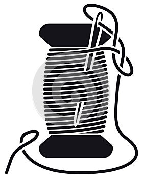 Icon Sewing Thread on Spools. Vector Isolated Coil. Silhouette