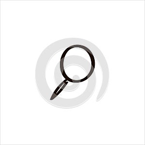 Icon sign with loupe for Specialization or Search section. Black hand draw doodle sketch. Vector illustration.