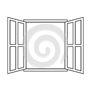 Icon sign open window vector outline open window frame
