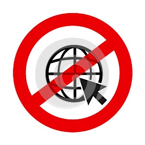 Icon, sign, symbol and pictogram of ban, forbid and prohibition of internet.