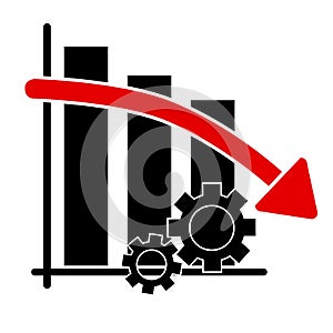 Icon simple illustration, Falling down Productivity Business Progress