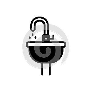 Black solid icon for Sink, washbasin and bathroom