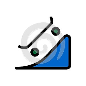 Icon of skateboard. Simple illustration. Outline flat icon on white background.