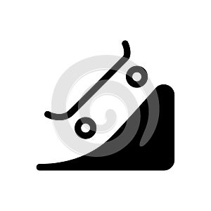 Icon of skateboard. Simple illustration. Outline icon on white background.