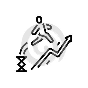Black line icon for Skill Building, success and creative photo