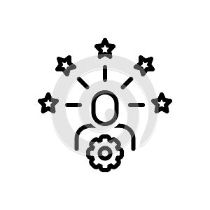 Black line icon for Skill building, skill and employee photo