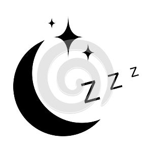 Icon sleep sign sleeping moon with stars, vector symbol sleeping zzz night sleep health sign