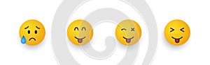 Icon Smile Emoji. Cartoon emoji set. Smiley faces different reactions. Vector illustration