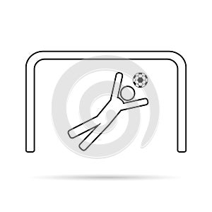 Icon for soccer goalkeeper black on white background.