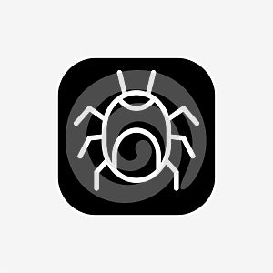 Icon Solid Black Bug malware button.