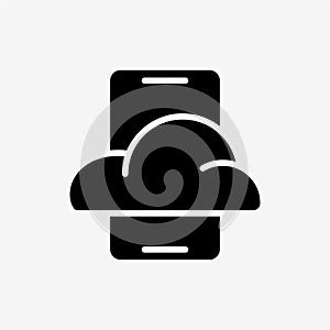 Icon Solid Black Cloud system and smartphone.