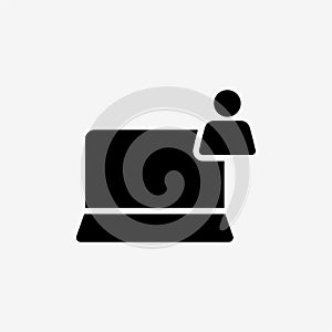 Icon Solid Black Laptop and user.