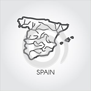 Icon of Spain country. Graphic map in linear style for geography, cartography, education projects and other design needs photo