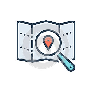 Color illustration icon for spot, position and locale photo