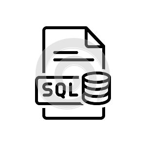 Black line icon for Sql, file and program
