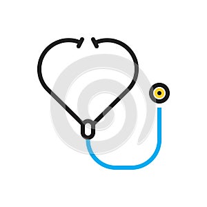Multi color icon for Stethoscope, diagnostic and health