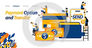 Icon Storage, Transfer and Payment Options with Money, Wallets, Credit Cards and Mobile. Vector Illustration, Flat Icon Style Web