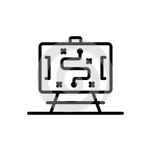 Black line icon for Strategy, presentation and action