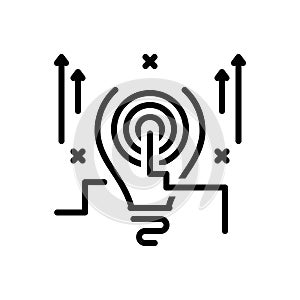 Black line icon for Strategy, strategic and plan