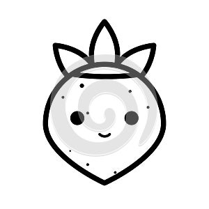 Icon Strawberry cute characters to draw line