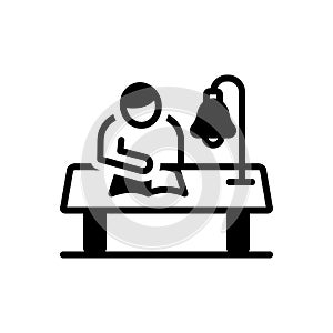 Black solid icon for Study, perusal and read