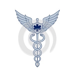 Caduceus With Pilot Wings EMT Star Icon photo