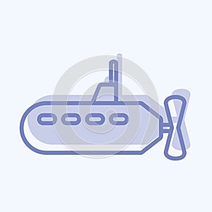 Icon Submarine - Two Tone Style - Simple illustration,Editable stroke (2