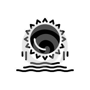 Black solid icon for Summer, sun and hot