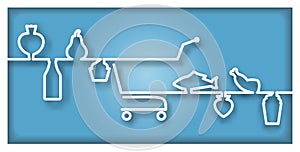 Icon with supermarket trolley end foodstuff