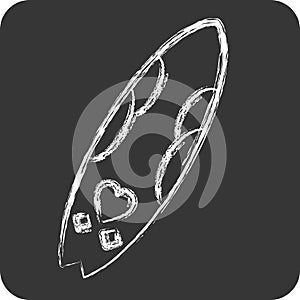 Icon Surf Board. related to Hawaii symbol. chalk Style. simple design editable. vector