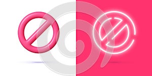 Icon symbol ban 3D Vector. 3d realistic red warning sign vector illustration