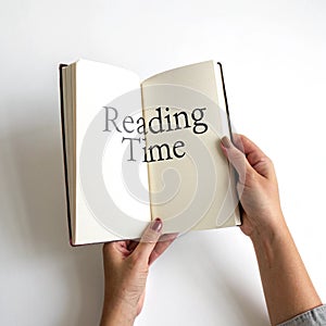 Reading time isolated on white background photo