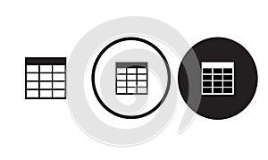 icon table cell Microsoft office black outline logo for web site design and mobile