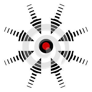 Icon target, center of events, specific location, vector arrow in the center incident, the center of pain